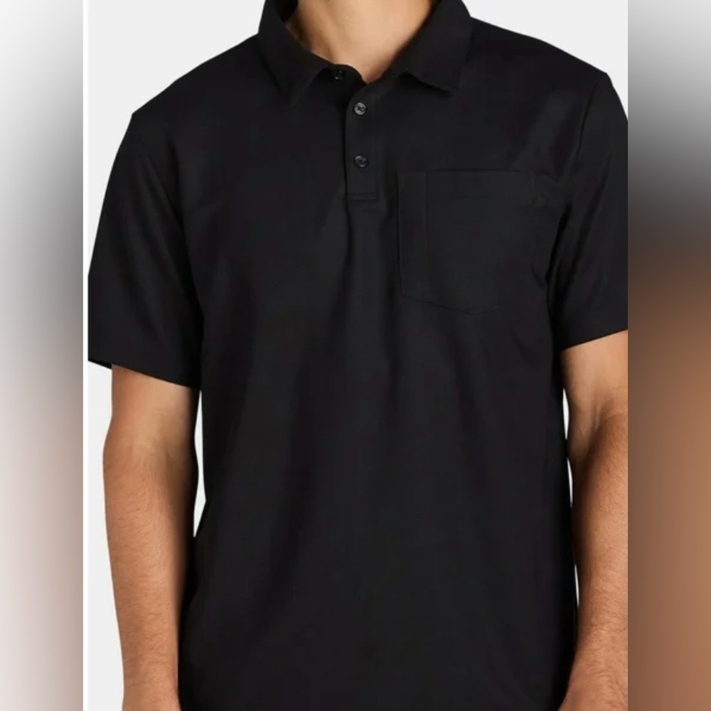 NWT Men’s Frye & Co. Short Sleeve Pocket Polo Shirt Soft Black Regular Fit Sz L